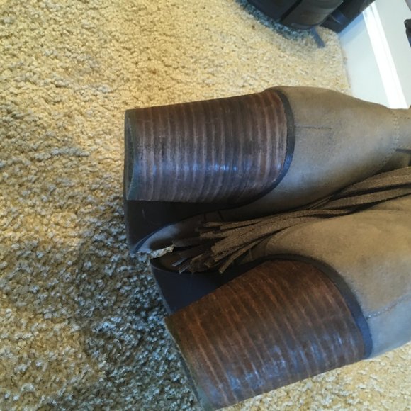 Taupe Fringe Almond Toe Madden Girl Booties - Picture 5 of 8